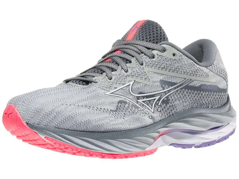 Mizuno Women's Wave Rider 27 Pearl Blue/White/Hi-Vis Pink-2